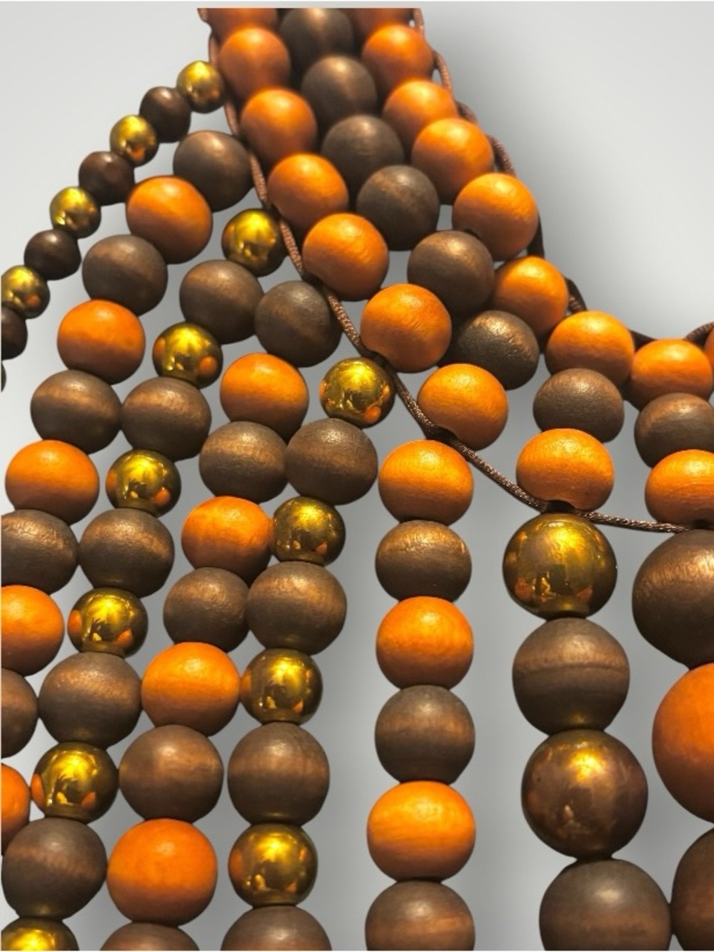 Sassy Jones Gold-Tone and Brown Wooded Beaded Necklace - Picture 3 of 5
